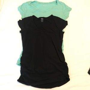 Maternity Fitted V-Neck Tees: 2 Shirts for $4